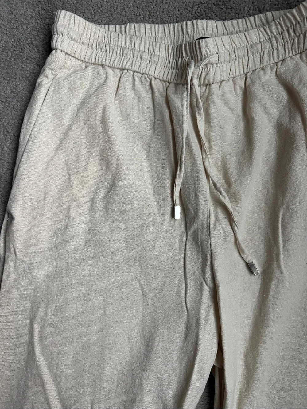 Zara Linen Blend Straight Pants in Light Sand Size XS
